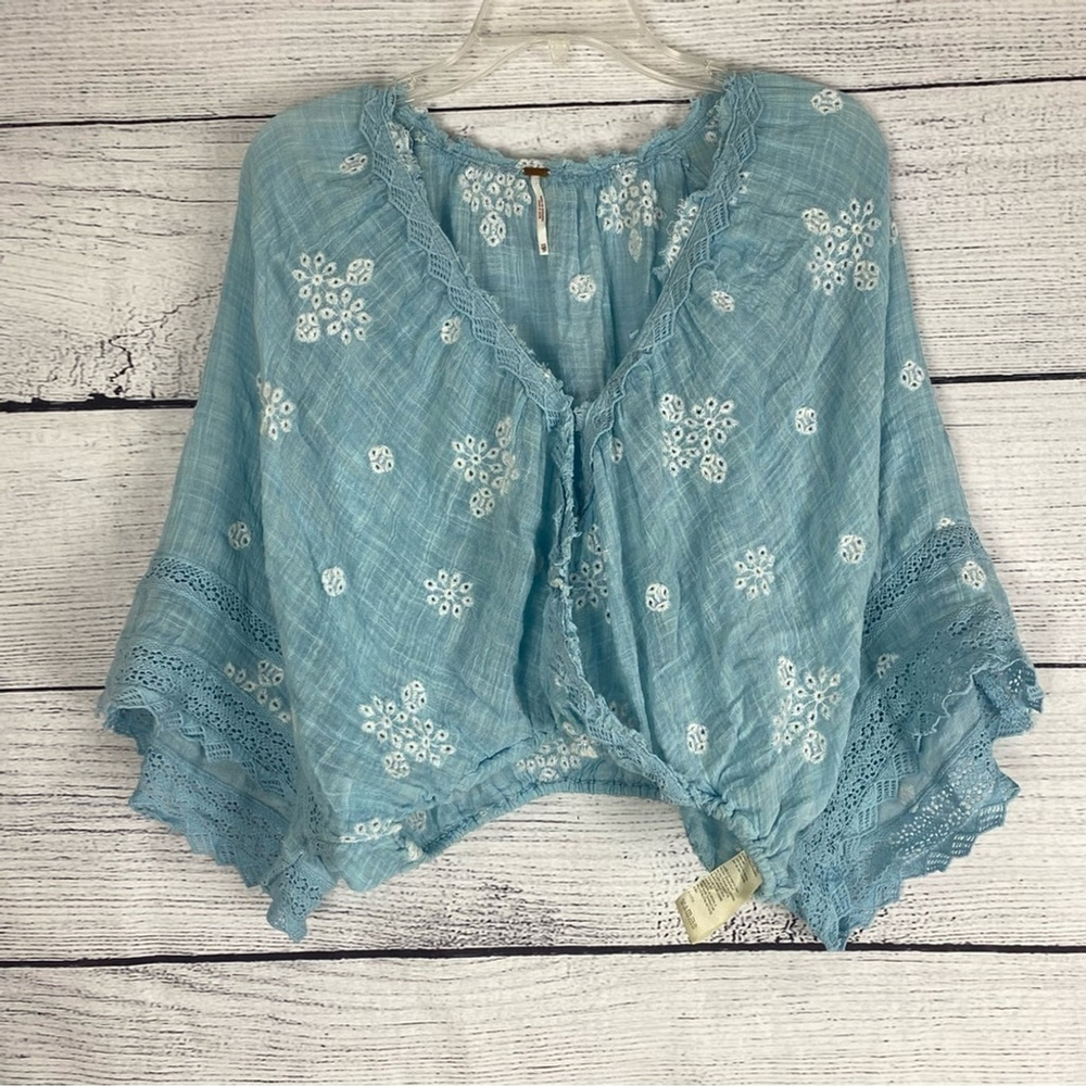 Free People Love Somebody Gauze Boho Top size XS - Picture 7 of 9